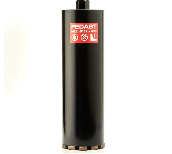 Коронка алмазная для сухого сверления Fedast (132x450 мм, M22) FDDCD132450