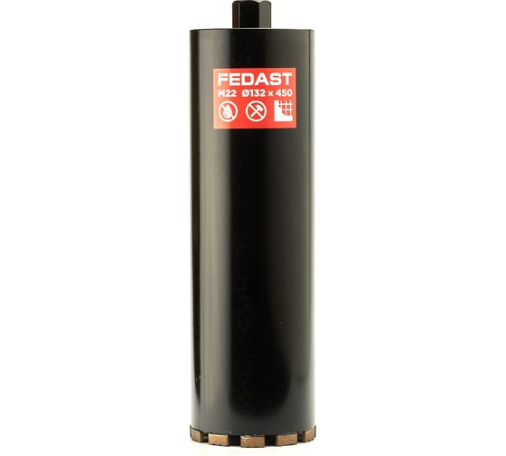 Коронка алмазная для сухого сверления Fedast (132x450 мм, M22) FDDCD132450