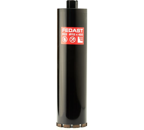 Коронка алмазная для сухого сверления Fedast (112x450 мм, M22) FDDCD112450