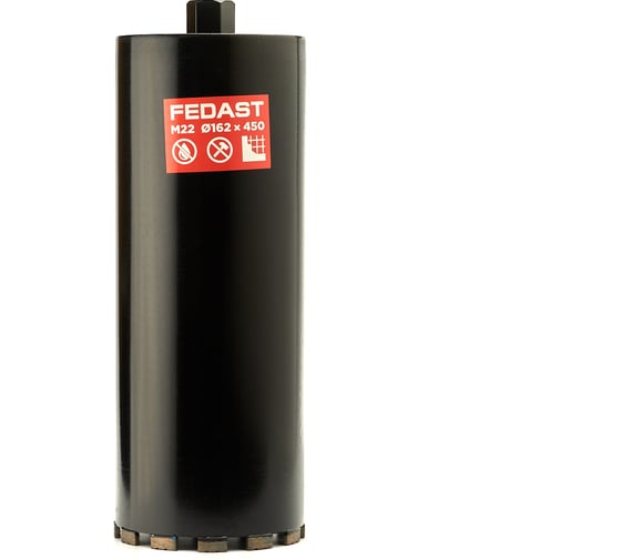 Коронка алмазная для сухого сверления Fedast (162x450 мм, M22) FDDCD162450
