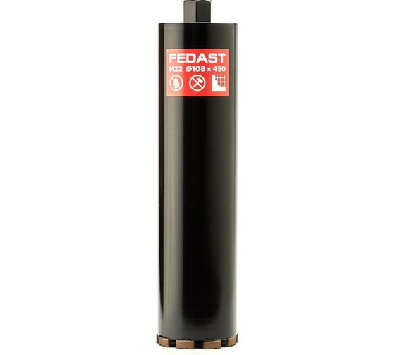 Коронка алмазная для сухого сверления Fedast (108x450 мм, M22) FDDCD108450