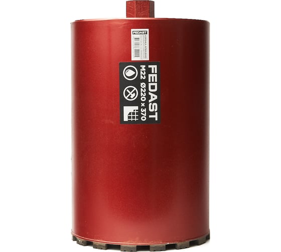 Коронка алмазная для мокрого сверления Fedast (220х370 мм, M22) FDDCW220370