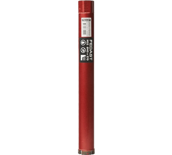 Коронка алмазная для мокрого сверления Fedast (40х370 мм, M22) FDDCW40370