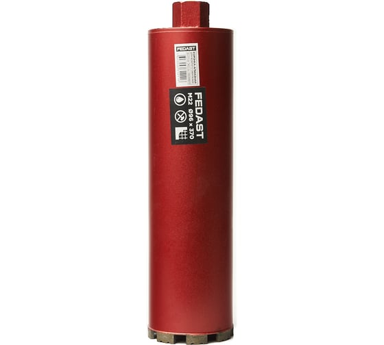 Коронка алмазная для мокрого сверления Fedast (96х370 мм, M22) FDDCW96370