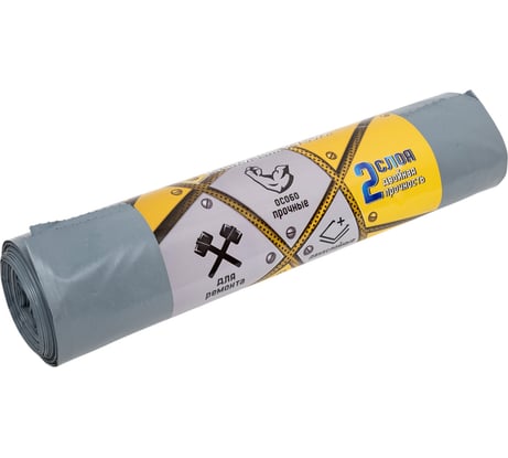 Мешки для мусора в рулоне Титан (5 шт; 100х130 см; 240 л; ПВД; 80 мкм; серые) Ромашка ТТ-ВР-240/5/8/С