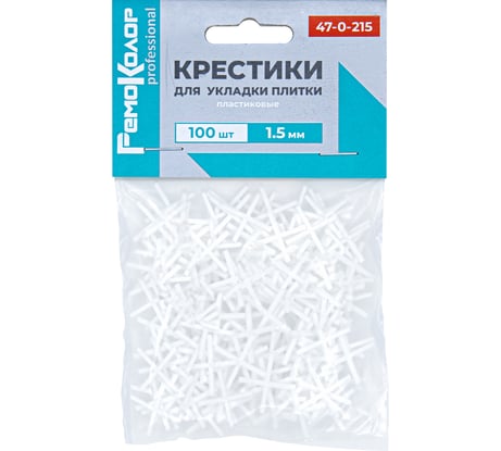 Крестики пластиковые для укладки плитки, 1,5мм 100шт, (уп.) РемоКолор 47-0-215