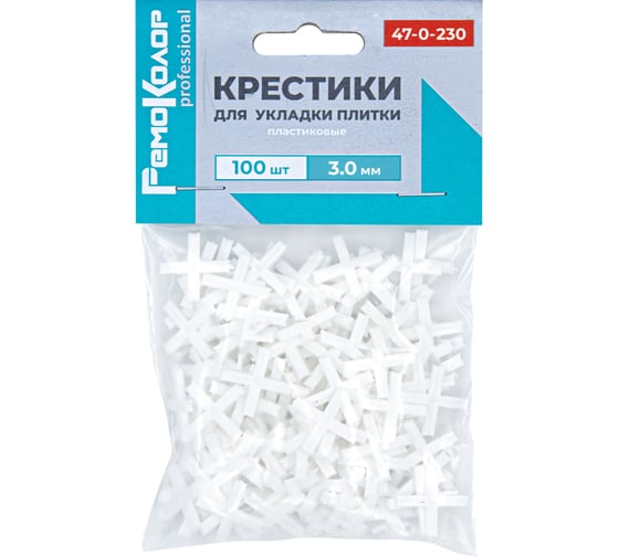 Крестики пластиковые для укладки плитки (100 шт; 3 мм) РемоКолор 47-0-230