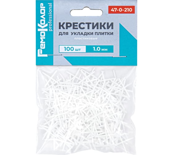 Крестики пластиковые для укладки плитки, 1мм 100шт, (уп.) РемоКолор 47-0-210