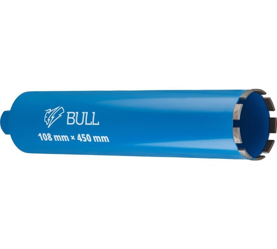 Коронка алмазная BULL 108мм железобетон, L450мм, 1 1/4, мокрое сверление (2329247) ЦИ-0222516056