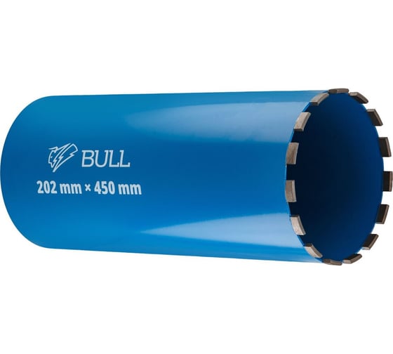 Коронка алмазная BULL 202 мм железобетон, L450 мм, 1 1/4, мокрое сверление (2329250) ЦИ-3808534116