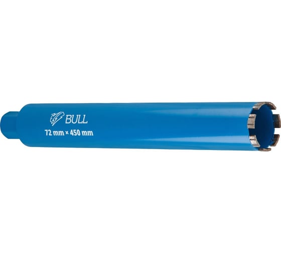 Коронка алмазная BULL d 72мм железобетон, L450мм, 1 1/4, микроудар, сухое сверление ЦИ-0015984358