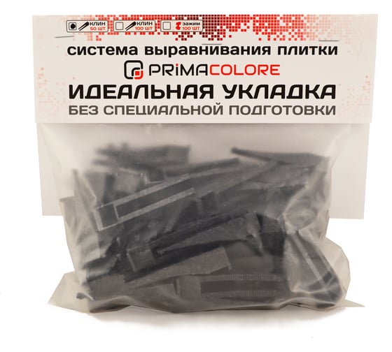 Система выравнивания плитки СВП (50 шт; клинья; пакет ПЭНД) PRIMOCOLOR K-1050 1