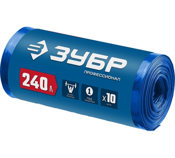 Строительные мусорные мешки ЗУБР Профессионал 240 л, 10 шт 39159-240