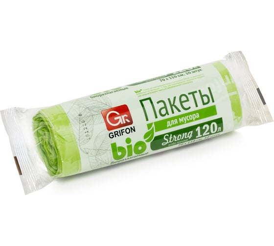 Пакеты для мусора 120 л, 10 шт в рулоне GRIFON 100-120