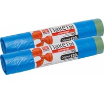 Пакеты для мусора с завязками 120 л, 10 шт в рулоне, 2 шт в упаковке GRIFON 101-065_2