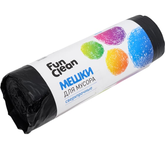 Мешки для мусора "Сверхпрочные" 120 л, 10 шт, цветные, ролик Fun Clean 6447