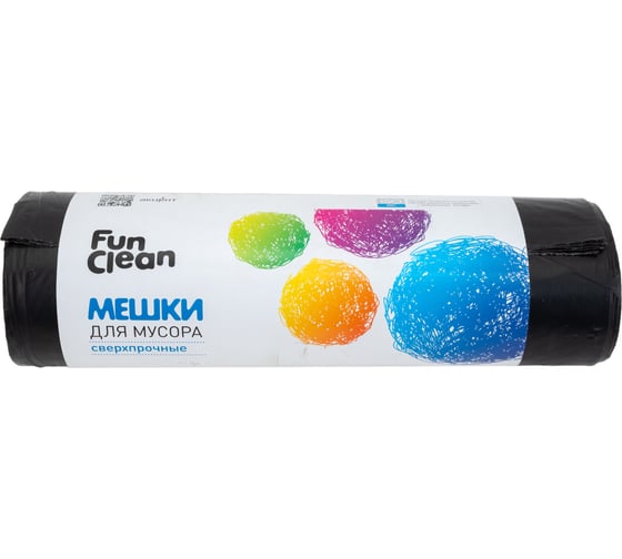 Мешки для мусора "Сверхпрочные" 240 л, 10 шт, черные, ролик Fun Clean 6417 1