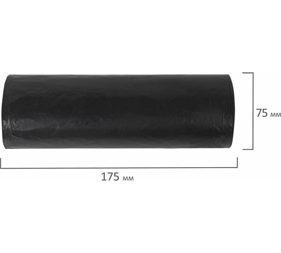 Мешки в рулоне для мусора 120 л, черные, 10 шт, ПВД, 55 мкм, 68x105 см ЛЮБАША 608097