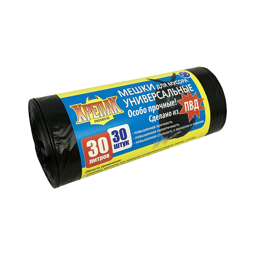Мешки для мусора Особо прочные ПВД 30 л, 30 шт Крепак 4607075710788 ...