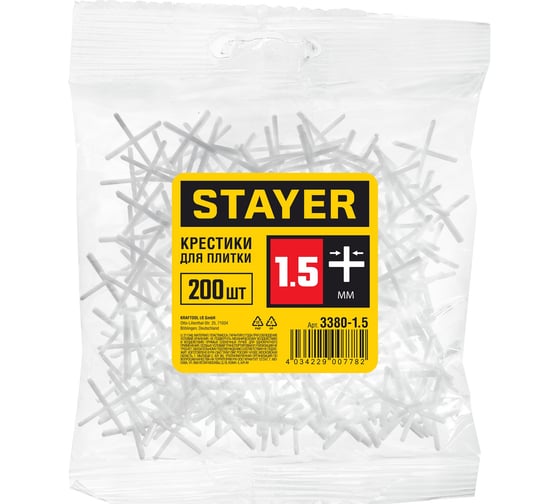 Крестики для кафеля 200 шт. (1,5 мм) STAYER 3380-1,5