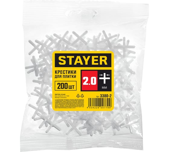 Крестики для кафеля 200 шт. (2 мм) STAYER 3380-2