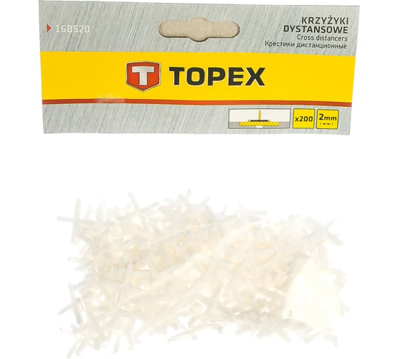 Крестики дистанционные пластмассовые 2 мм, 200 шт. TOPEX 16B520