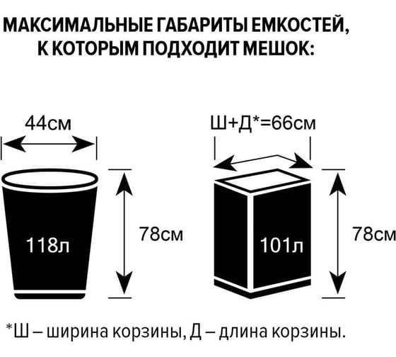 Мешки для мусора ПНД (120 л, 11 мкм, 10 шт, белые, 70x110 см) ООО Комус 1559856