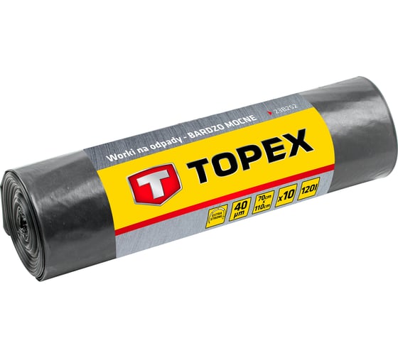 Мешки (10 шт; 120 л; 70х110 см; 40 мкм; ПВД; очень прочные) для отходов TOPEX 23B252