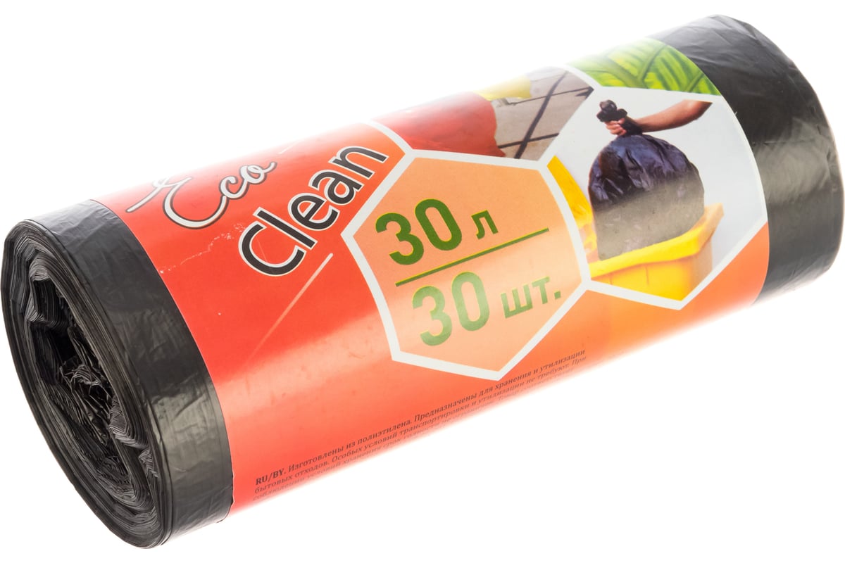 Мешки для мусора Ecoclean (30 шт; 30 л; 6 мкм; 48х55 см) Концепция Быта ...