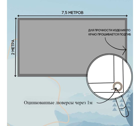 Тент оксфорд 2x7.5 м, с влагоотталкивающей пропиткой, синий ПК ЭЛИТТЕНТ 2X7T5PU600DBL