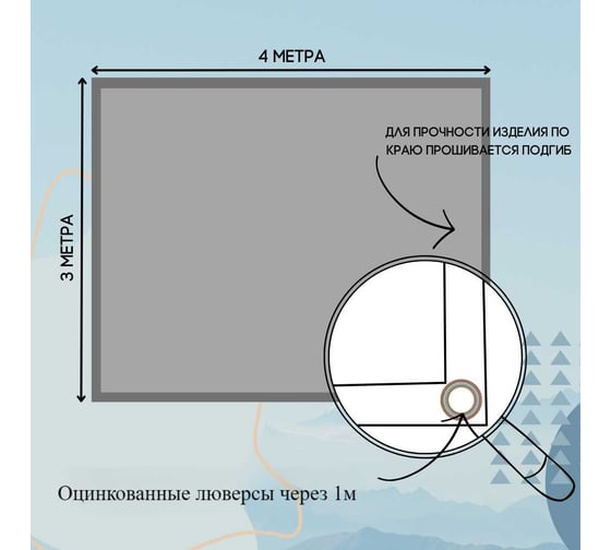Тент оксфорд 3x4 м, с влагоотталкивающей пропиткой, синий ПК ЭЛИТТЕНТ 3X4PU600DBL