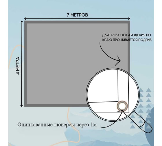 Тент оксфорд 4x7 м, с влагоотталкивающей пропиткой, синий ПК ЭЛИТТЕНТ 4X7PU600DBL