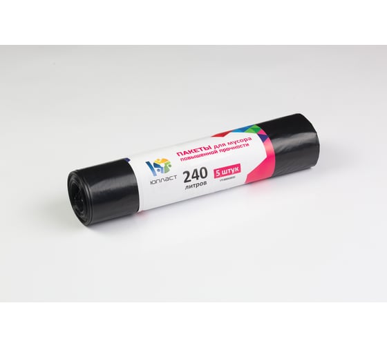 Пакеты для мусора рулон 240 л, 90x140 см, 35 мкм, 5 шт, ПВД 36/1 ЮПЛАСТ ЮХОЗ2951