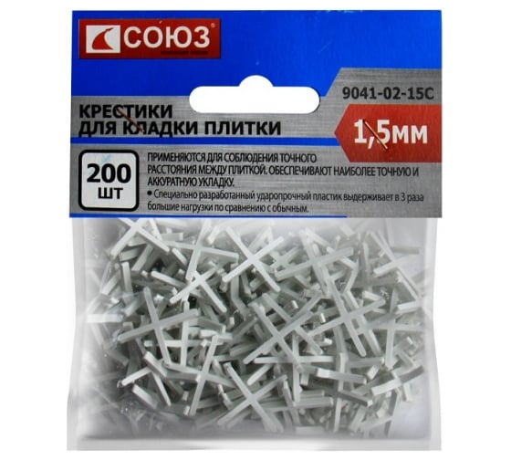 Крестики (200 шт; 1.5 мм) для кладки плитки СОЮЗ 9041-02-15с 1