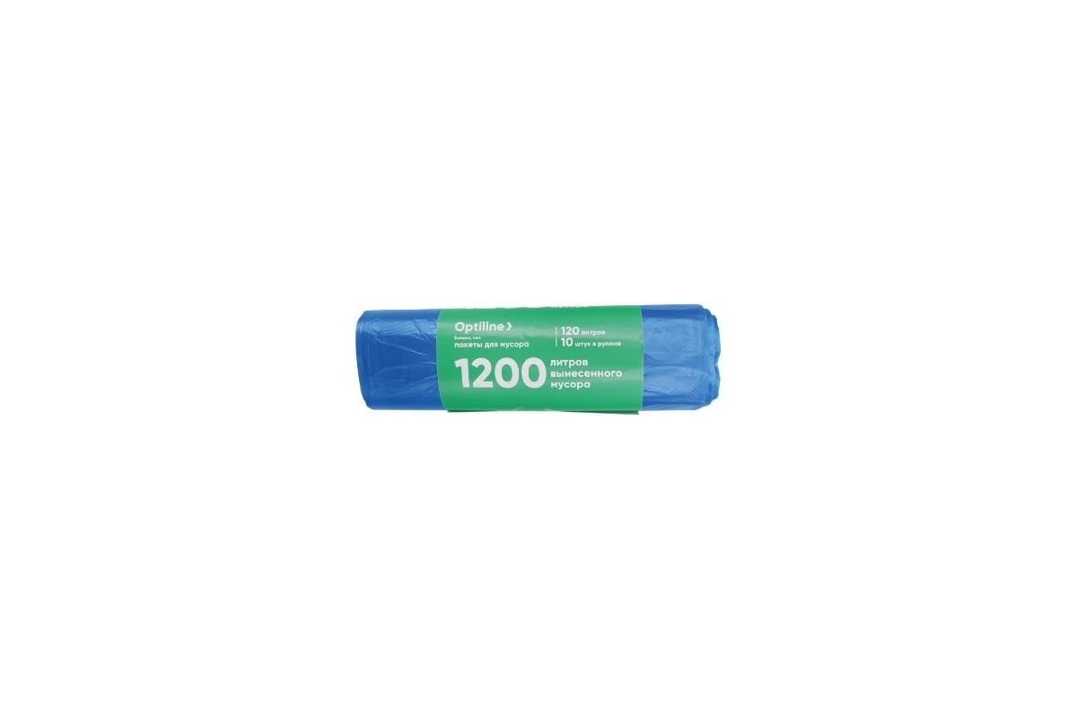 Пакеты для мусора ПНД 70x110 см, 120 л, синие, в рулоне 10 шт. Optiline  23-0100