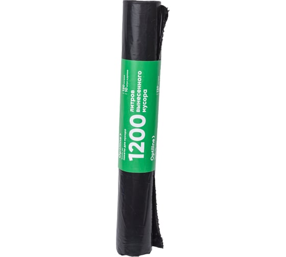 Пакеты для мусора ПВД 70x110 см, 30 мкм, 120 л, черные, в рулоне 10 шт. Optiline 23-0047