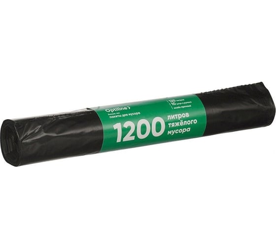 Пакеты для мусора ПВД 70x110 см, 50 мкм, 120 л, черные, в рулоне 10 шт. Премиум Optiline 23-0052