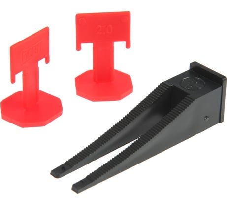 Система выравнивания плитки 1 л, зажим 2 мм + клин, 50+50 шт, ведро ЛОМ 9103896