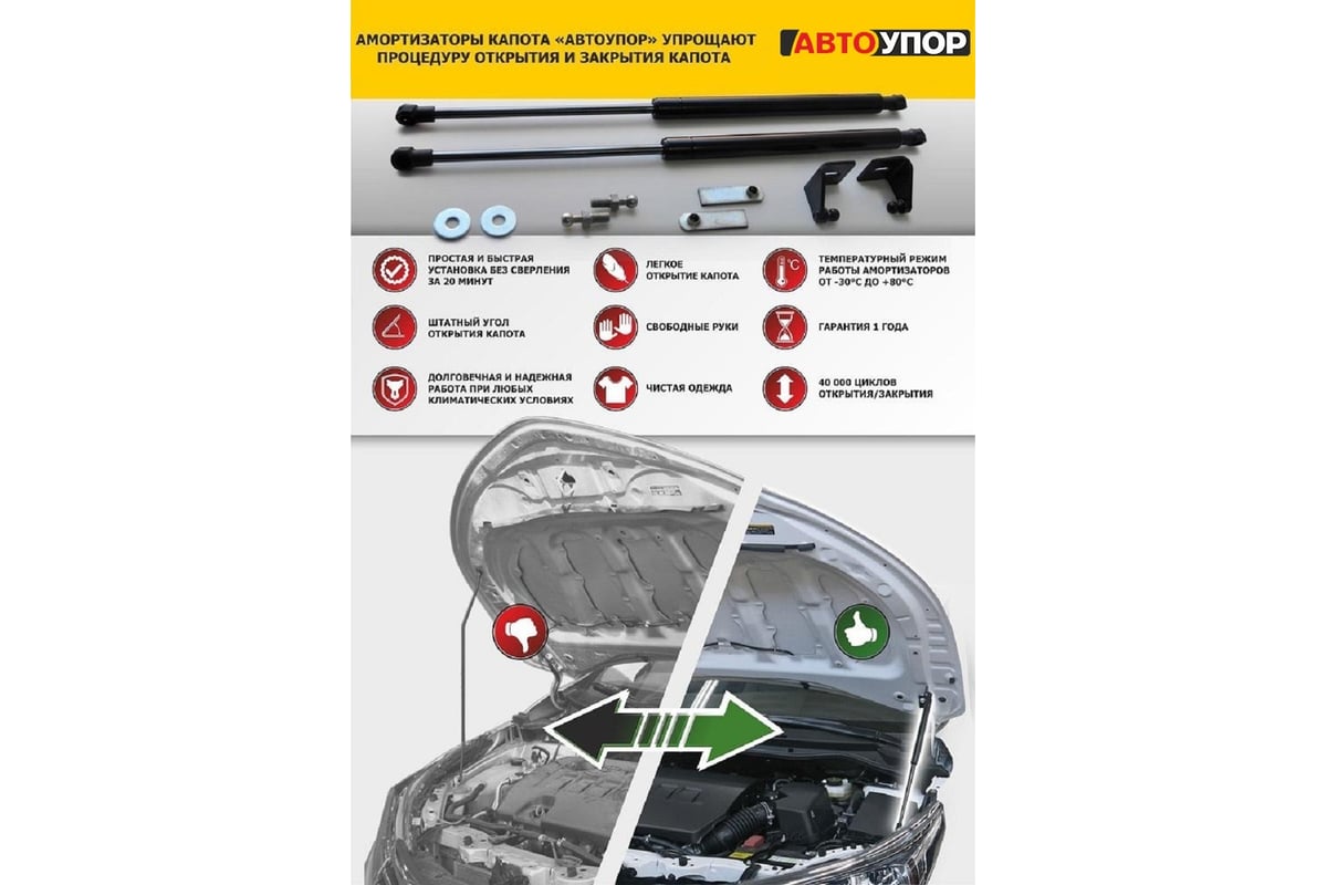 Газовые упоры капота АвтоУпор для Hyundai Elantra VI AD 2016-2019, 2 шт.,  UHYELA021 - выгодная цена, отзывы, характеристики, 2 видео, фото - купить в  Москве и РФ