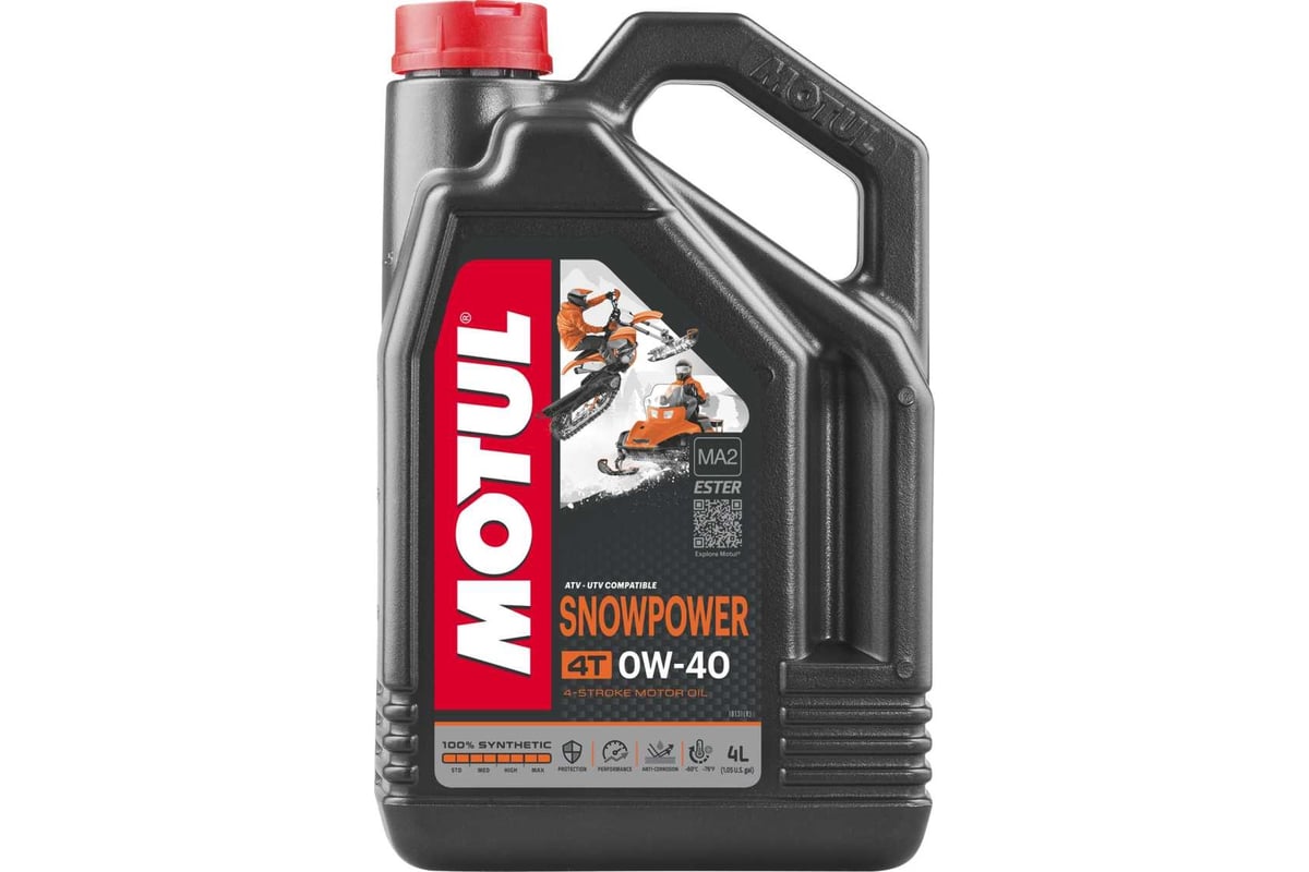 Масло для снегоходов Snowpower 4T 0W40 4 л MOTUL 105892 - выгодная цена,  отзывы, характеристики, фото - купить в Москве и РФ