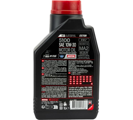 Моторное масло 5100 4T SAE 10W30 1 л MOTUL 104062