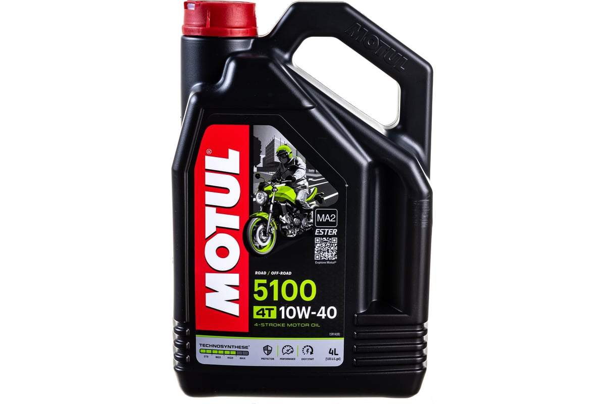 Моторное масло 5100 4T SAE 10W40 4 л MOTUL 104068 - выгодная цена, отзывы,  характеристики, фото - купить в Москве и РФ