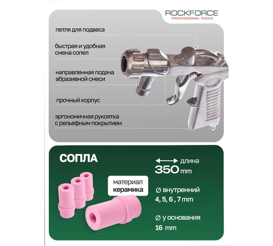 Пистолет SBCG для пескоструйного аппарата ROCKFORCE RF-SBC-GUN5(28665)