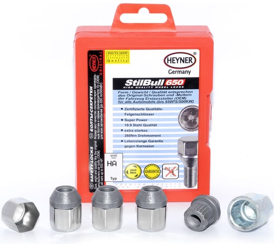 Гайки-секретки HA (M12x1.5; L=30 мм; ключ 19) Heyner 856 210 1