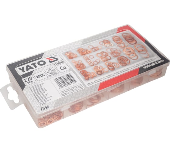 Набор мягких медных шайб 220 шт, YATO YT-068721