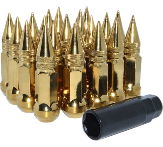 Комплект гаек тип Пика М12x1.5, Золотой 20шт+1ключ STARLEKS KK911945SD/GD 1