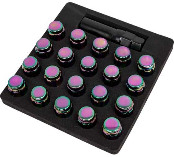Комплект гаек М12x1.25 Радужный 20 шт, ключ 6-шлицевой STARLEKS KK911144SD/PH