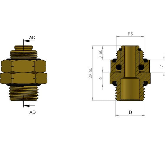 Фитинг шарнирный прямой P5 M12x1.5 ORPASAN ORP 4302