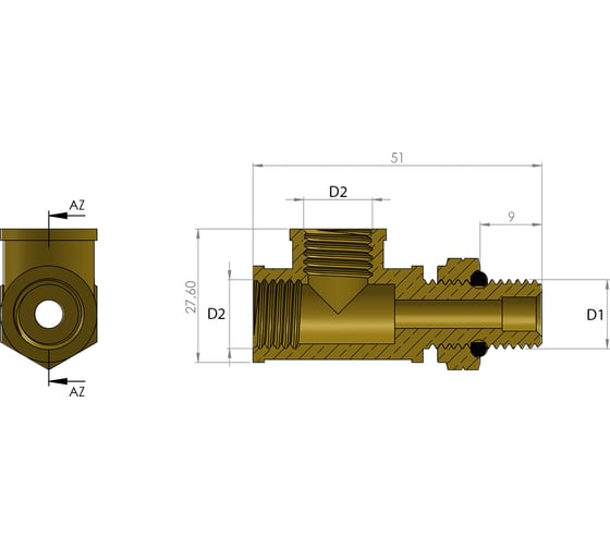Адаптер тройник L-образный F12/F12/M12x1.5 ORPASAN ORP 4962 1