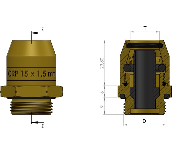 Фитинг прямой M26x1.5-15x1.5 мм ORPASAN ORP 4210 1